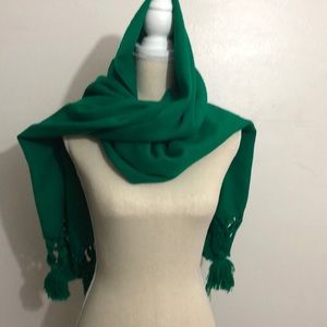 Kelly Green tasseled Scarf/Shawl.